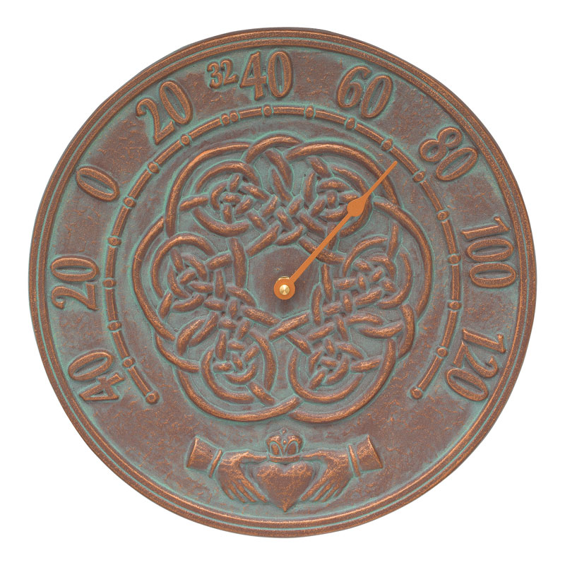 Whitehall Irish Blessings Indoor Outdoor Wall Thermometer - Copper Verdigris