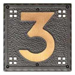 Craftsman Style Hammered Copper Number Tiles