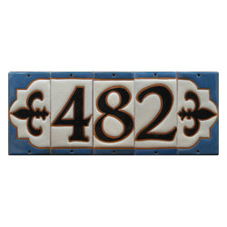 Tudor Style Blue Ceramic Number Tiles