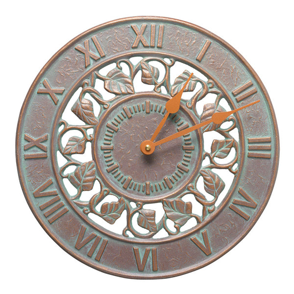 01281 Ivy 12 Inch Indoor Outdoor Wall Clock - Copper Verdigris - Oak Park Home & Hardware