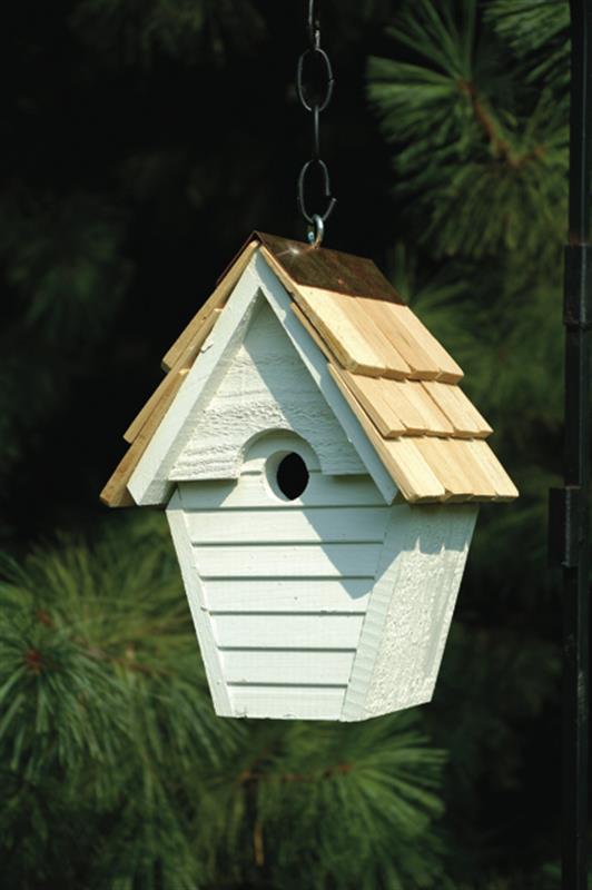 082D Wren-in-the-wind Bird House - Whitewashed - Oak Park Home & Hardware