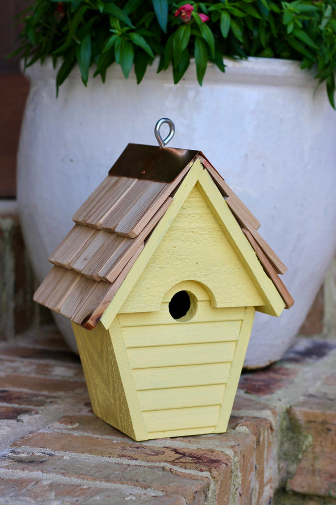082K Wren-in-the-wind Bird House - Yellow - Oak Park Home & Hardware