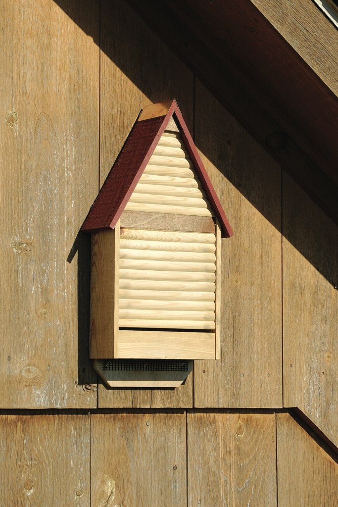 Bat Lodge Bat House - Natural Cypress - Red Roof - Oak Park Home & Hardware
