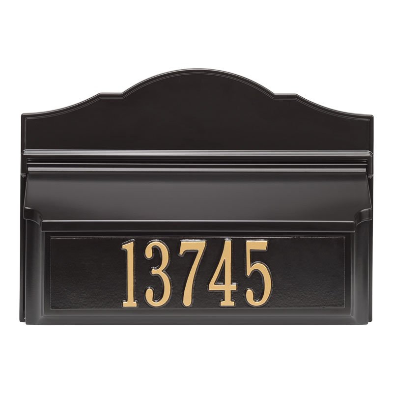 11252 Cast Aluminum Colonial Mailbox - Black/Gold - With House Numbers - Oak Park Home & Hardware