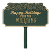 1165GG Happy Holidays Bells Personalized Lawn Plaque - Green/Gold - Oak Park Home & Hardware