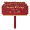1165RG Happy Holidays Bells Personalized Lawn Plaque - Red/Gold - Oak Park Home & Hardware