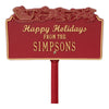 1167RG Happy Holidays Sleigh Personalized Lawn Plaque - Red/Gold - Oak Park Home & Hardware