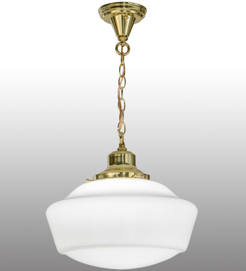 151550 16 Inch Wide Revival Schoolhouse Pendant with Traditional Globe - Oak Park Home & Hardware