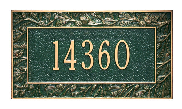 1546 Pinecone Standard Wall Address Plaque - 1 Line - Oak Park Home & Hardware