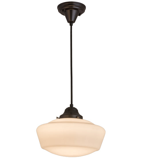 163499 12 inch Wide Revival Schoolhouse with Traditional Globe Pendant - Oak Park Home & Hardware