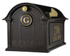 16365 Balmoral Mailbox with Side Plaques and Monogram Package - Black/Gold - Oak Park Home & Hardware