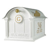 16367 Balmoral Mailbox with Side Plaques and Monogram Package - White/Gold - Oak Park Home & Hardware