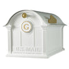 16506 Balmoral Mailbox with Monogram Package - White/Gold - Oak Park Home & Hardware