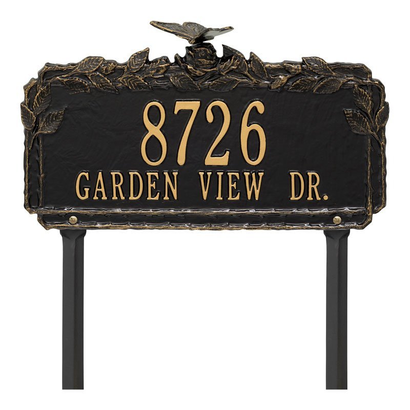 1706 Butterfly Rose Garden Personalized Lawn Plaque - Oak Park Home & Hardware