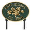 1755GG Snowflake Oval Personalized Lawn Plaque - Green/Gold - Oak Park Home & Hardware