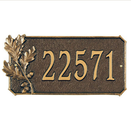 2089 Oak Leaf Standard Wall Address Plaque - 1 Line - Oak Park Home & Hardware