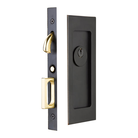 2113 Emtek Modern Rectangular Pocket Door Mortise Lock - Keyed - Oak Park Home & Hardware