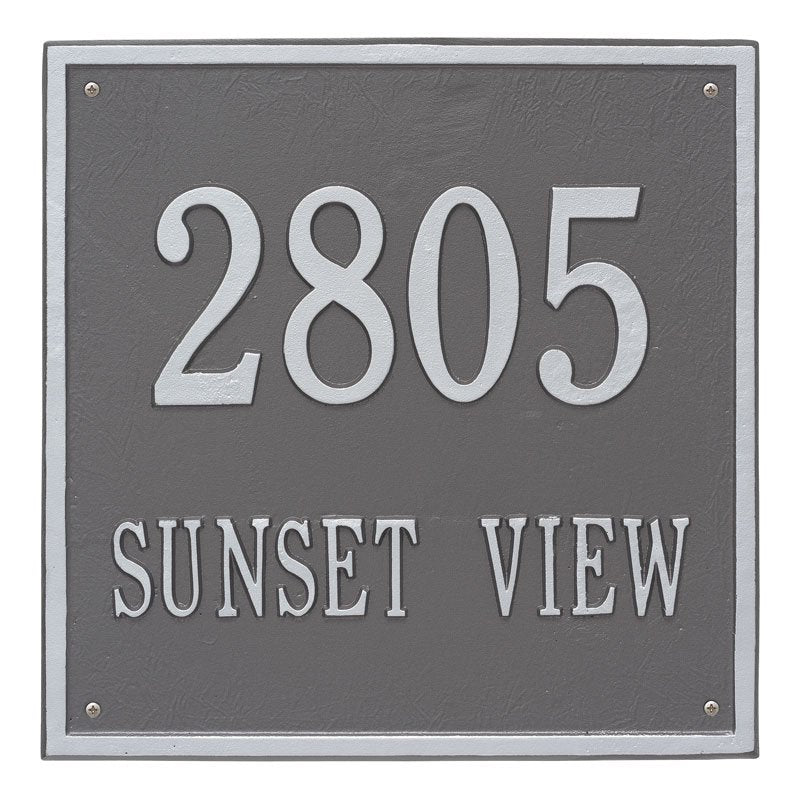 2117 Square Estate Wall Address Plaque - 2 Line - Oak Park Home & Hardware