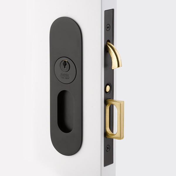 2163 Narrow Trim Round Pocket Door Mortise Lock - Keyed - Oak Park Home & Hardware