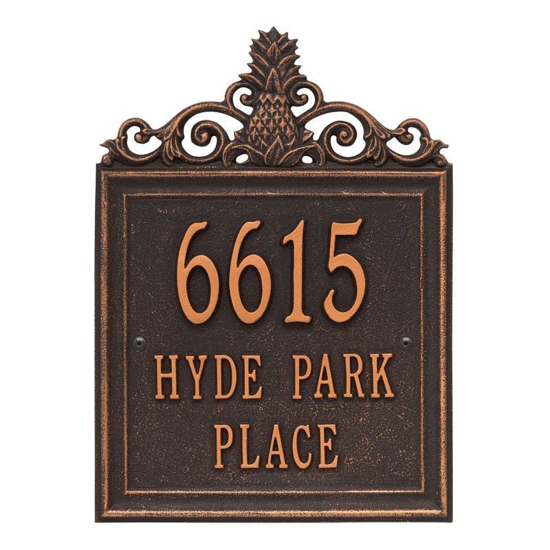 2482 Lanai Pineapple Standard Wall Address Plaque - 3 Line - Oak Park Home & Hardware
