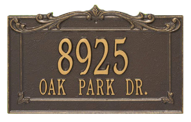 2851 Sheridan Extra Grande Wall Address Plaque - 2 Line - Oak Park Home & Hardware