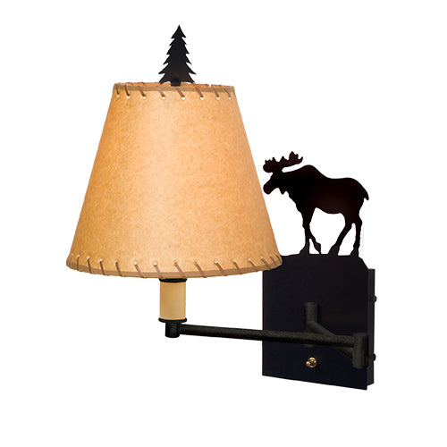 2955-SGL Swing Arm Lamp - Single - Moose - Oiled Kraft lw - Oak Park Home & Hardware