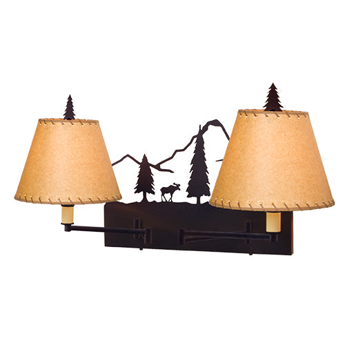 2978-55-DBL Swing Arm Lamp - Double - Moose - Oiled Kraft LW - Oak Park Home & Hardware