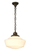 30223A 16 Inch Revival Schoolhouse Pendant with Traditional Globe - Chain - Oak Park Home & Hardware