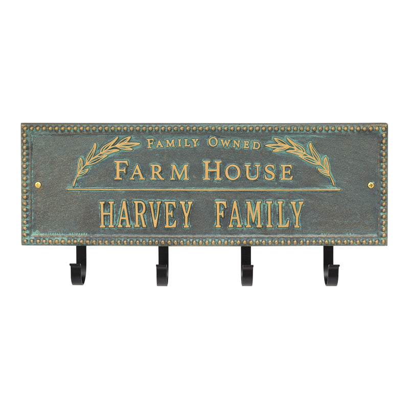 3687BV Farm House Beaded Rectangle Personalized Hook Plaque - Oak Park Home & Hardware