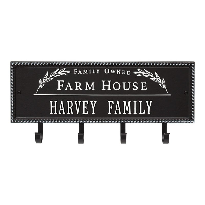 3687BW Farm House Beaded Rectangle Personalized Hook Plaque - Oak Park Home & Hardware