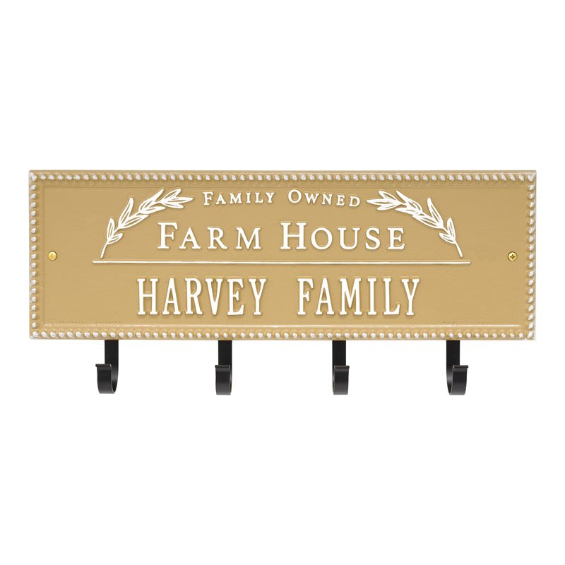 3687CT Farm House Beaded Rectangle Personalized Hook Plaque - Oak Park Home & Hardware