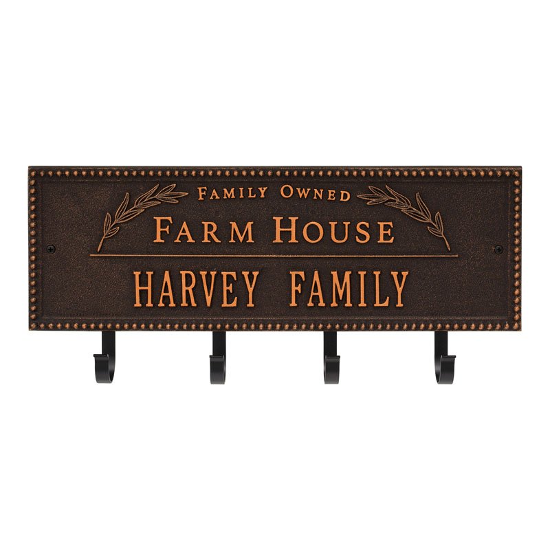 3687OB Farm House Beaded Rectangle Personalized Hook Plaque - Oak Park Home & Hardware