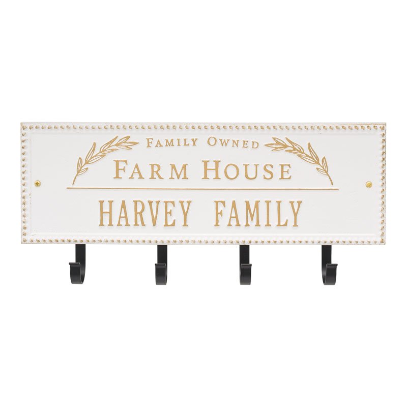 3687WG Farm House Beaded Rectangle Personalized Hook Plaque - Oak Park Home & Hardware