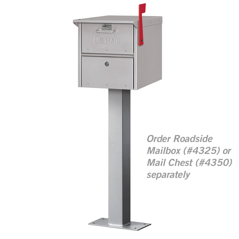 4365SLV Bolt Mounted Standard Mailbox Pedestal - Silver