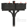 4374BLK 2 Sided In-Ground Mounted Deluxe Mailbox Post - Black