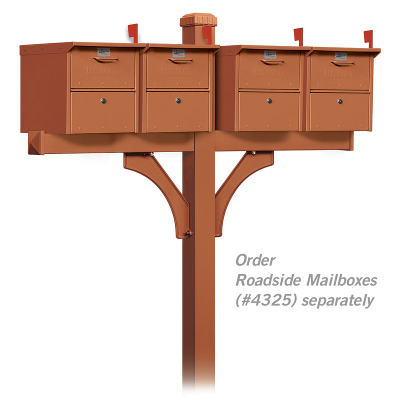 4374D-COP 2 Sided In-Ground Mounted Deluxe Mailbox Post - Copper