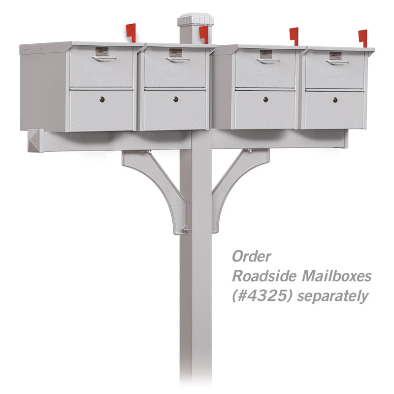 4374SLV 2 Sided In-Ground Mounted Deluxe Mailbox Post - Silver