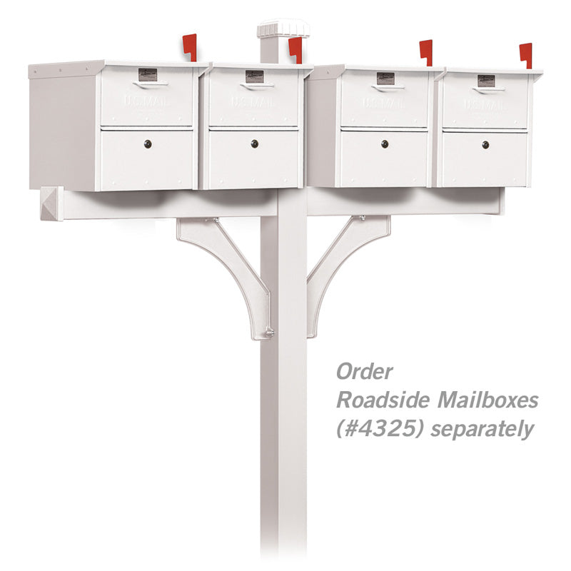4374WHT 2 Sided In-Ground Mounted Deluxe Mailbox Post - White