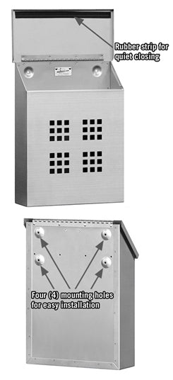 4525 Stainless Steel Mailbox - Decorative Vertical - Oak Park Home & Hardware