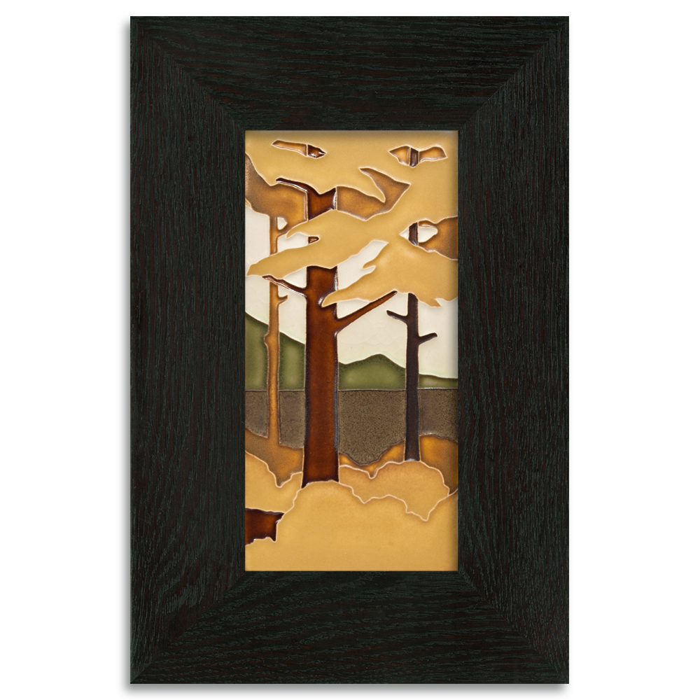 Motawi 4820AU 4x8 Pine Landscape - Autumn - Vertical - Oak Park Frame - Sig Finish - Oak Park Home & Hardware