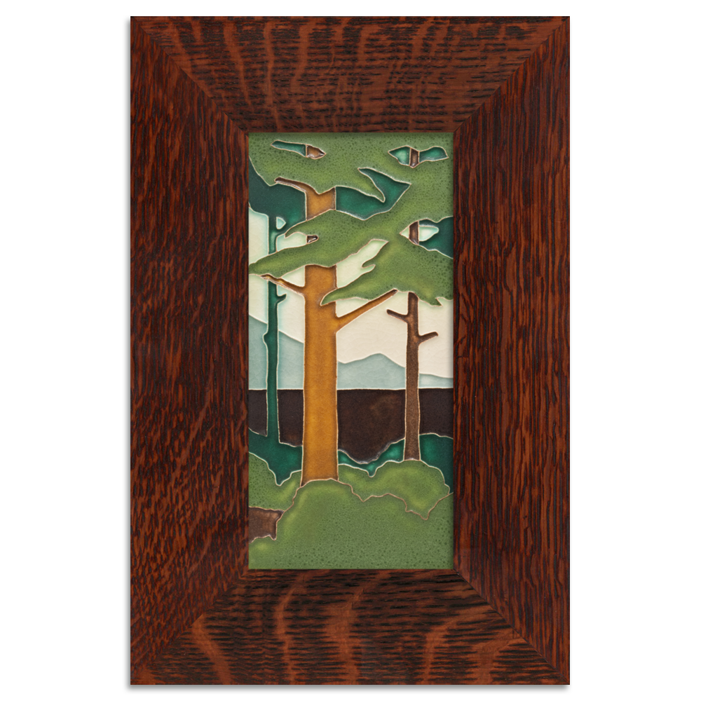 Motawi 4820SP 4x8 Pine Landscape - Spring - Vertical - Oak Park Frame - Ebony Finish - Oak Park Home & Hardware
