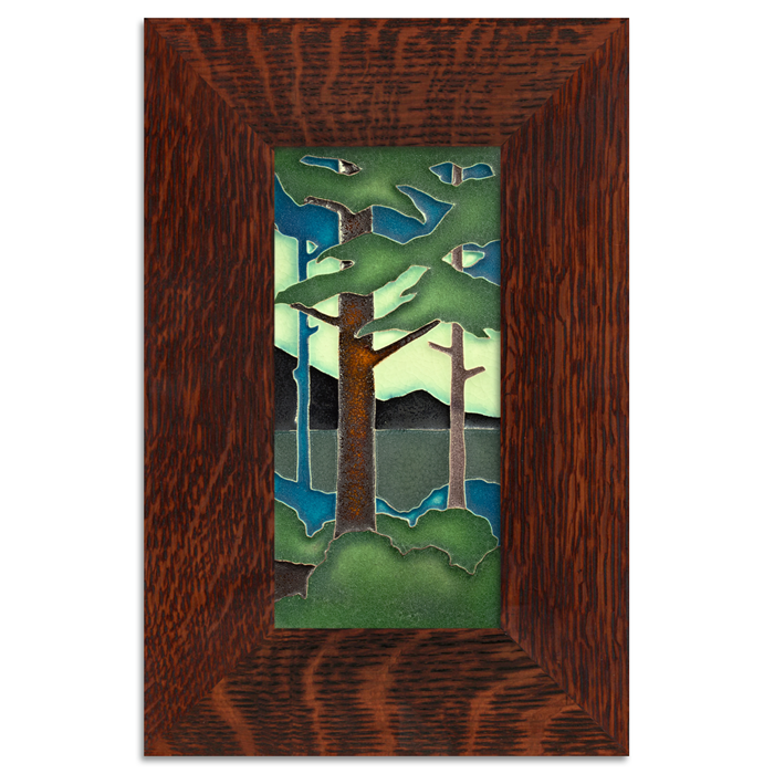 Motawi 4x8 4820 Pine Landscape - Vertical - Oak Park Frame - Sig Finish - Oak Park Home & Hardware