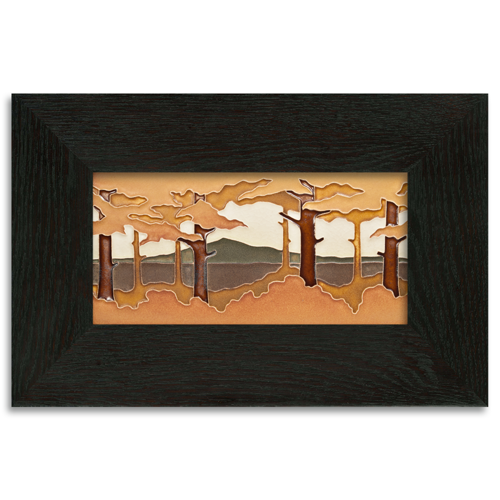 Motawi 4821AU 4x8 Pine Landscape - Autumn - Horizontal - Oak Park Frame - Sig Finish - Oak Park Home & Hardware