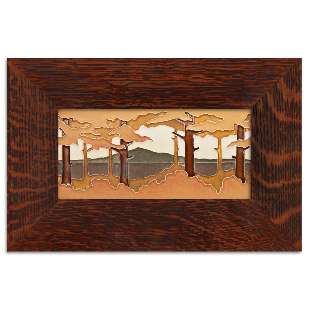 Motawi 4821AU 4x8 Pine Landscape - Autumn - Horizontal - Oak Park Frame - Ebony Finish - Oak Park Home & Hardware