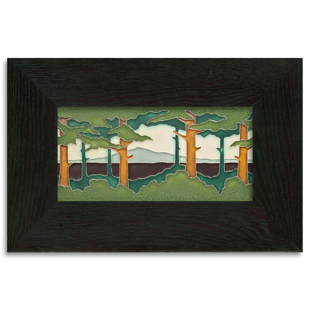 Motawi 4821SP 4x8 Pine Landscape - Spring - Horizontal - Oak Park Frame - Sig Finish - Oak Park Home & Hardware