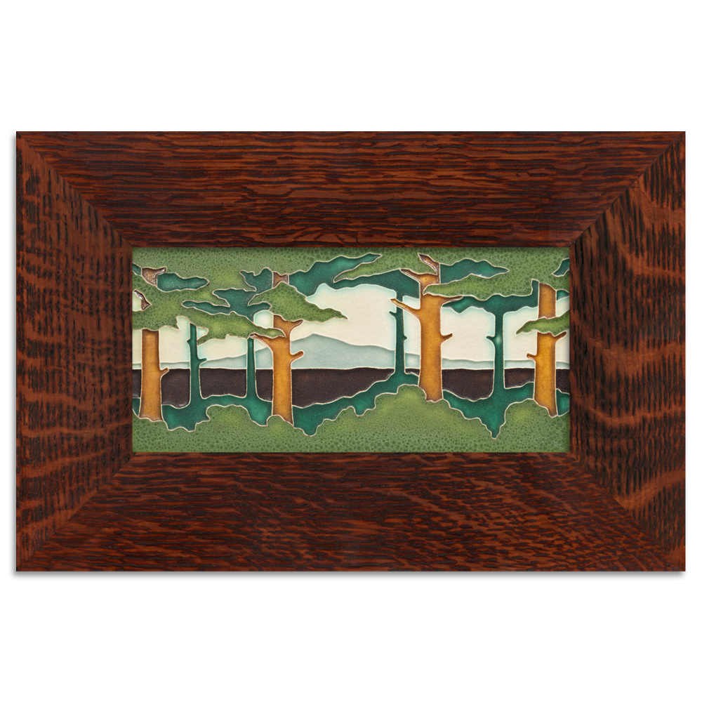 Motawi 4821SP 4x8 Pine Landscape - Spring - Horizontal - Oak Park Frame - Ebony Finish - Oak Park Home & Hardware