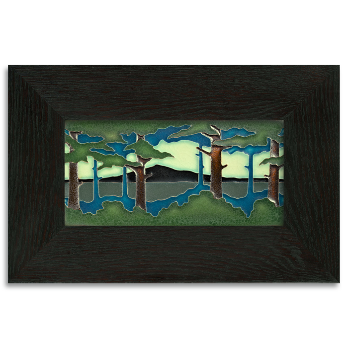 Motawi 4x8 4821 Pine Landscape - Horizontal - Oak Park Frame - Ebony Finish - Oak Park Home & Hardware