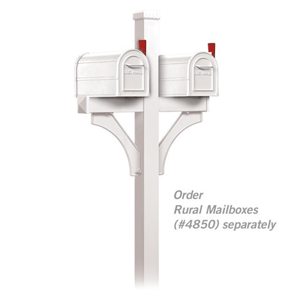 4872WHT 2 Sided In-Ground Mounted Deluxe Mailbox Post - White