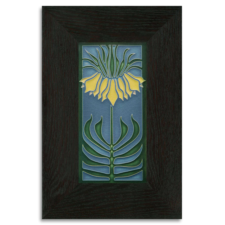 Motawi 4x8 Persian Lily - Blue - Oak Park Frame - Ebony Finish