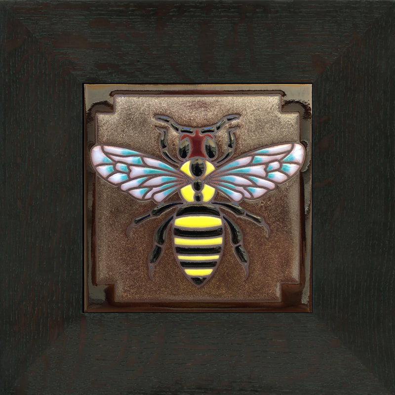 6075C-W Bee Art Tile - Oak Park Frame - Ebony Finish